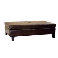 Baxton Studio Full Leather Ottoman Dark Brown Y-192-001-dark brown